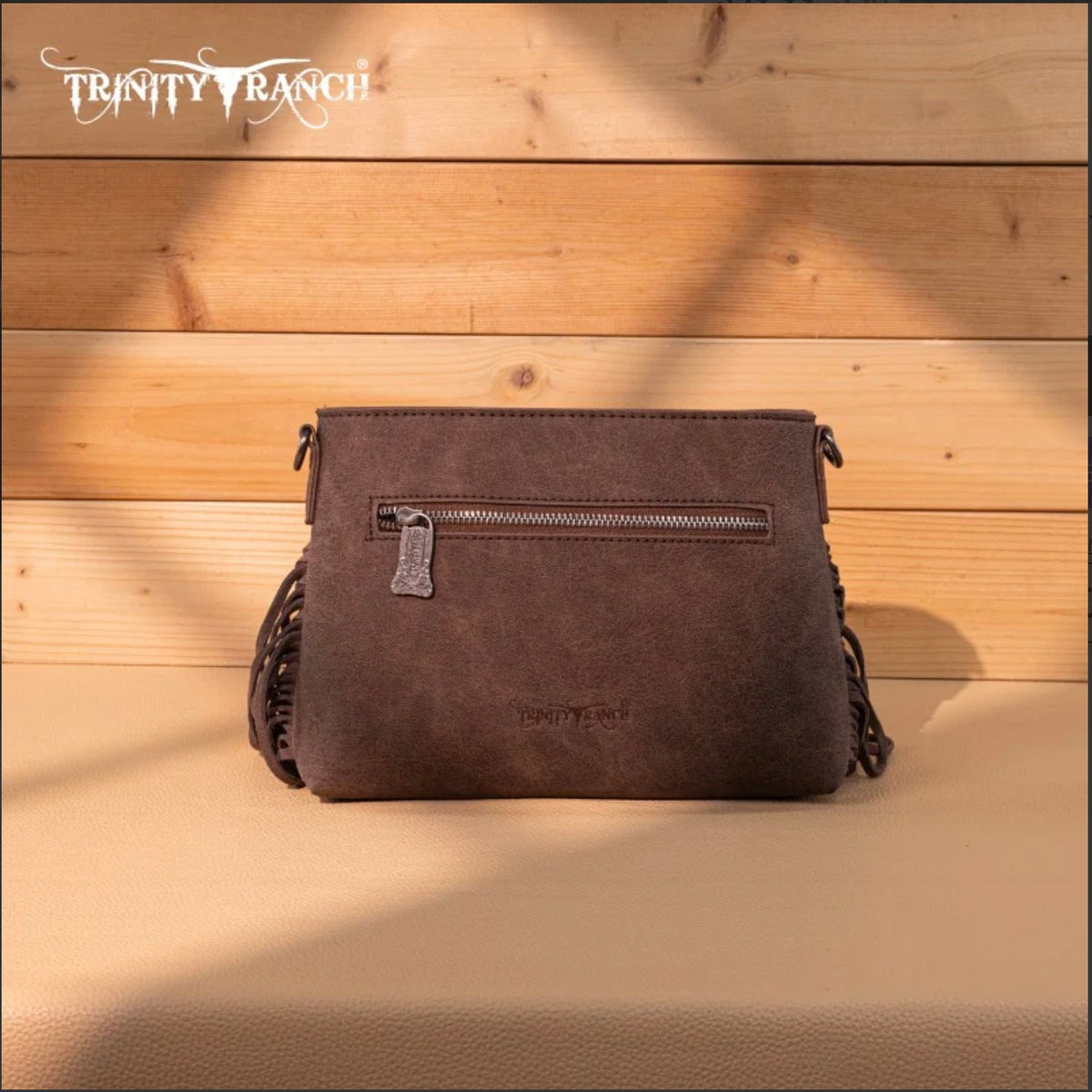 Trinity Ranch Floral Tooled Hair-On Cowhide Crossbody