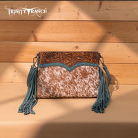 Trinity Ranch Floral Tooled Hair-On Cowhide Crossbody