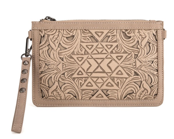 Trinity Ranch Floral Aztec Tooled Collection Clutch/Crossbody