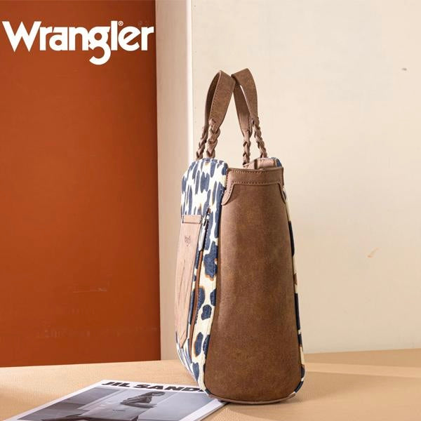 Wrangler Cow Print Concealed Carry Tote/Crossbody - Brown