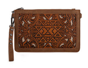Trinity Ranch Floral Aztec Tooled Collection Clutch/Crossbody