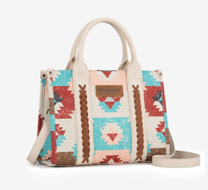 Wrangler Southwestern Print Canvas Tote Bag - Tan