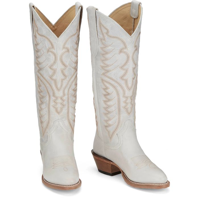 Women’s Justin EVELYN IVORY 15" WESTERN Cowboy Boots