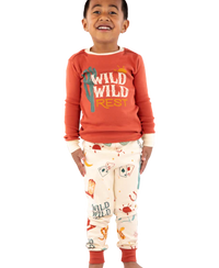 Lazy One Wild Wild Rest Orange Kid's Long Sleeve PJ Set