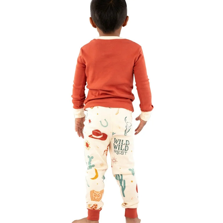 Lazy One Wild Wild Rest Orange Kid's Long Sleeve PJ Set