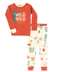 Lazy One Wild Wild Rest Orange Kid's Long Sleeve PJ Set