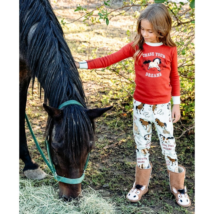 Lazy One Chase Your Dreams Kid's Long Sleeve Horse Pajama Set
