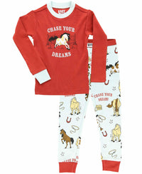 Lazy One Chase Your Dreams Kid's Long Sleeve Horse Pajama Set