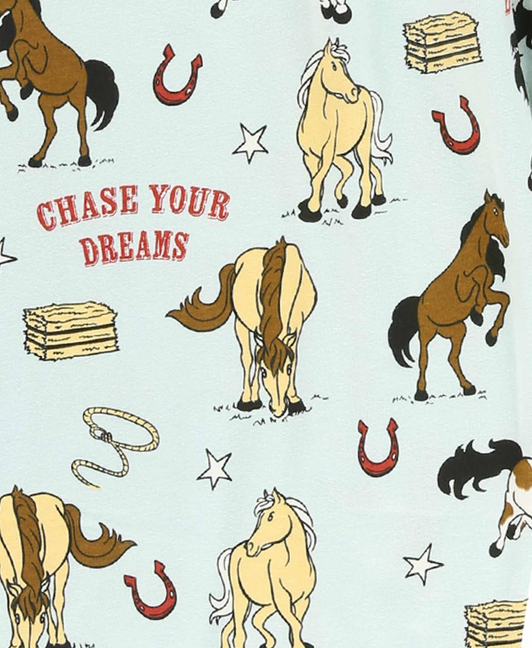 Lazy One Chase Your Dreams Kid's Long Sleeve Horse Pajama Set