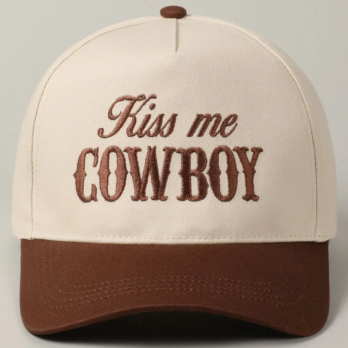 Kiss Me Cowboy Embroidery Cap