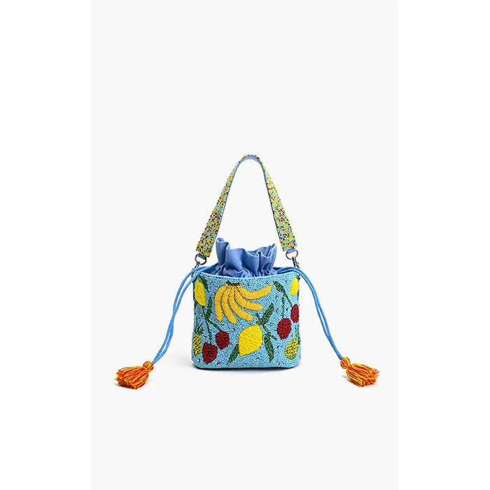 Lush Fruits Beaded Bucket Bag
