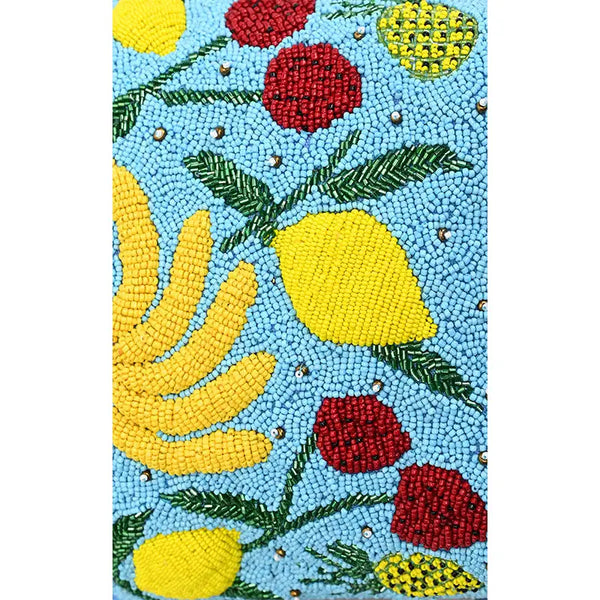 Lush Fruits Beaded Bucket Bag