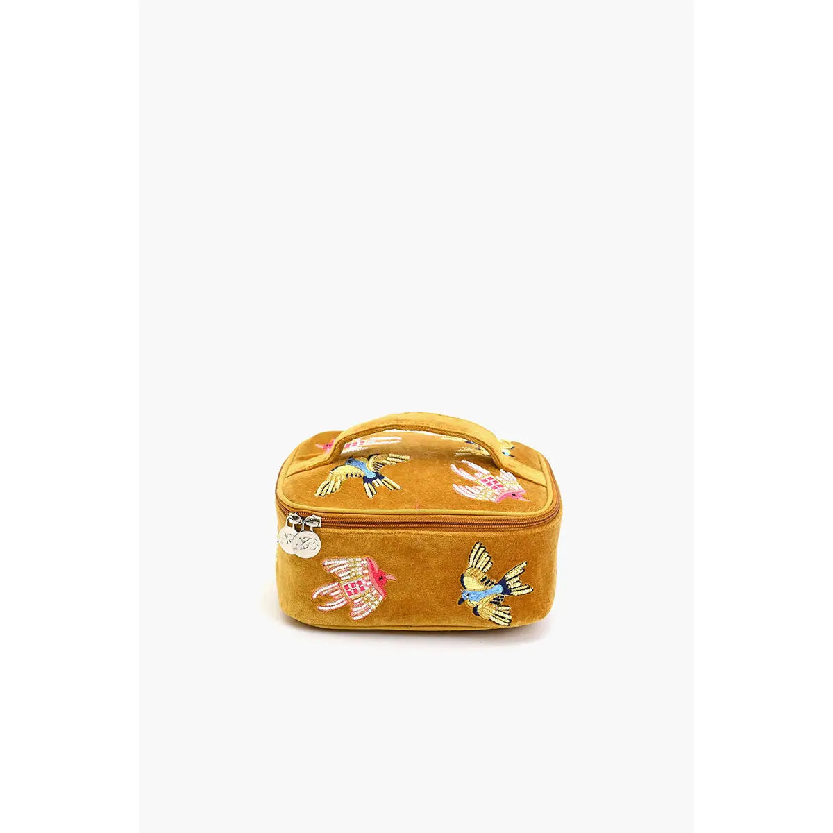 Velvet Embroidered Jewelry Box-Gold Birds