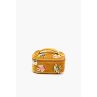 Velvet Embroidered Jewelry Box-Gold Birds