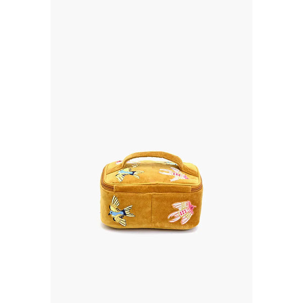 Velvet Embroidered Jewelry Box-Gold Birds