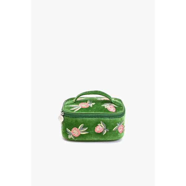 Velvet Embroidered Jewelry Box-Green Peaches