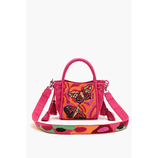 Embellished Top Handle Crossbody-Pink Butterfly