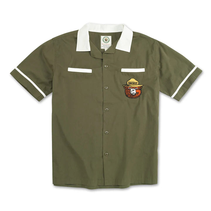 Lebowski Button Up Short Sleeve Shirt - SMOKEY BEAR