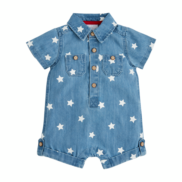 DENIM STAR BABY SHORTALL