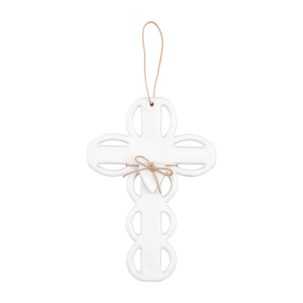 LARGE SCALLOPED CERAMIC CROSS