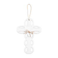 LARGE SCALLOPED CERAMIC CROSS