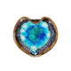 Ceramic, crystal glass middle, handmade, little dish, heart shape, brown, multicolored 