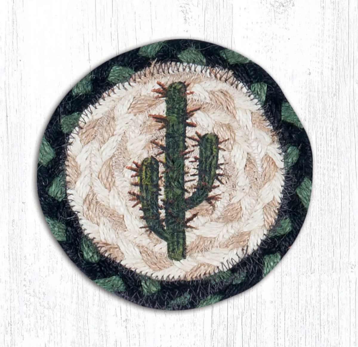Hand Stenciled Jute Coaster 5 Inch