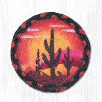Hand Stenciled Jute Coaster 5 Inch