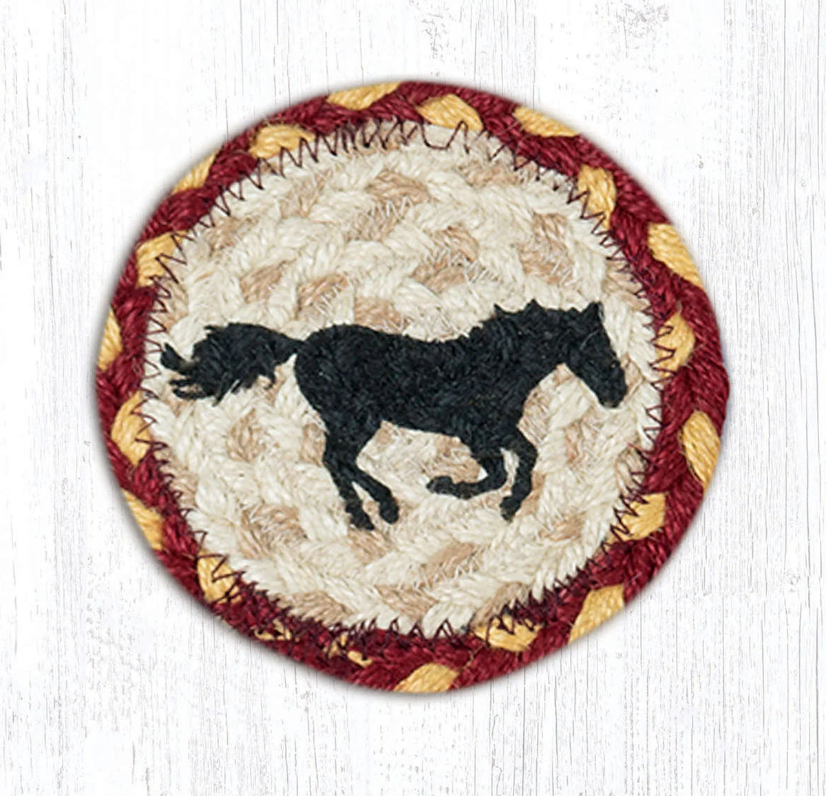 Hand Stenciled Jute Coaster 5 Inch