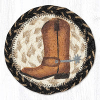 Hand Stenciled Jute Coaster 5 Inch