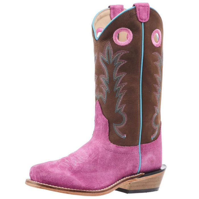 Kid’s Old West Children`s Pink Suede w/ Chocolate Shaft and Leather Sole Boot - 8210