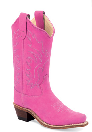 Kid's Old West Pink Suede Boots