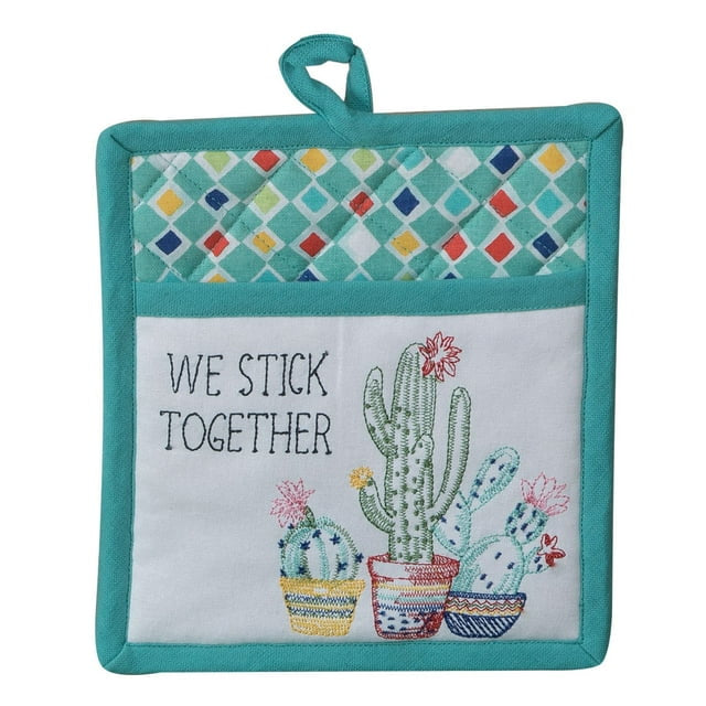 Cactus Garden Embroidered Pocket Mitt