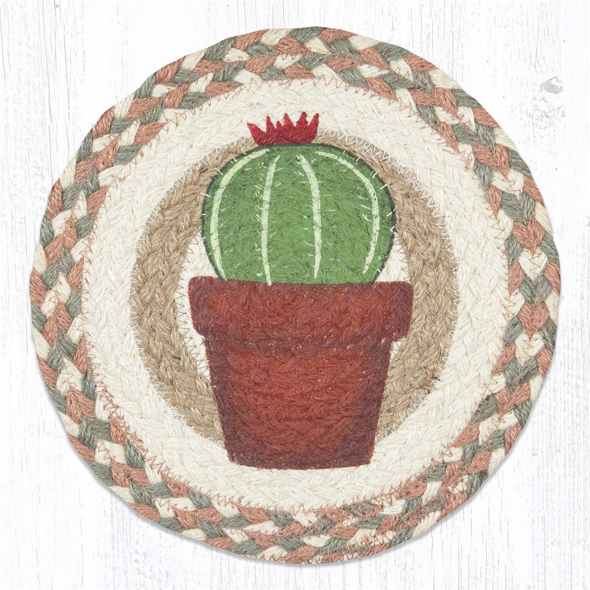 Hand Stenciled Jute Mat 7 Inch