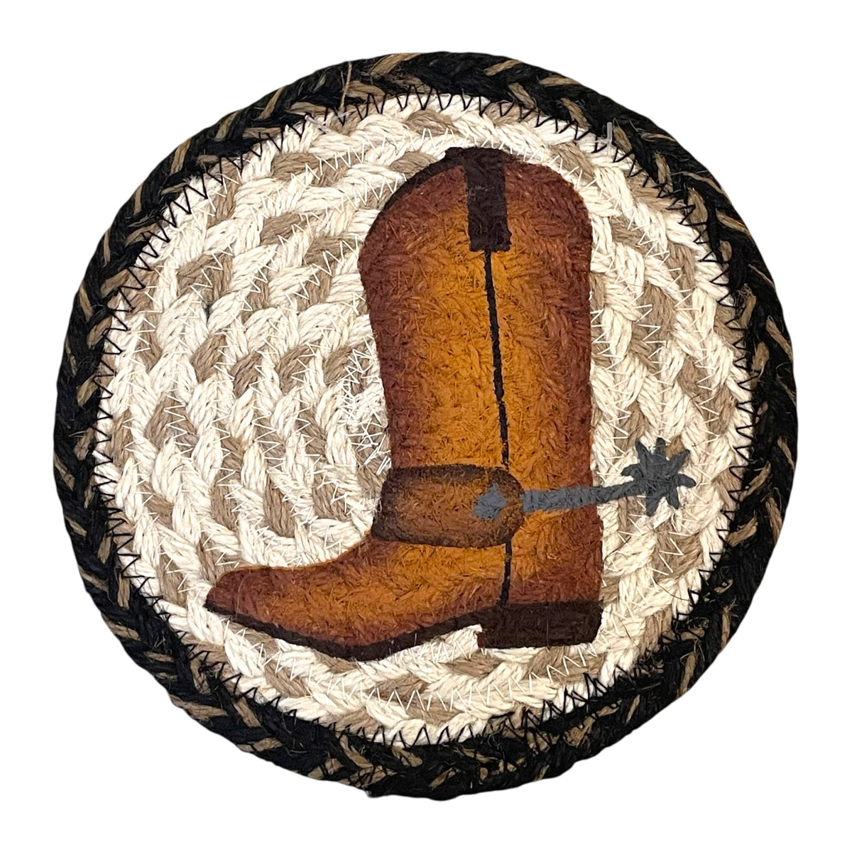 Hand Stenciled Jute Mat 7 Inch