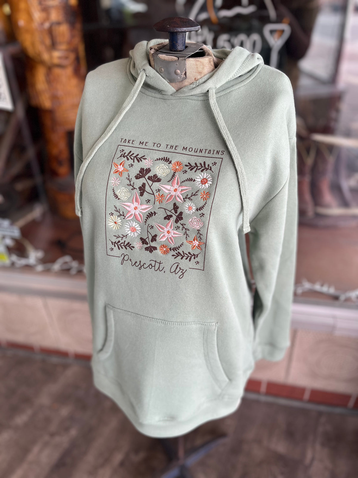 Embroidered Flowers Prescott Adult Hoodie
