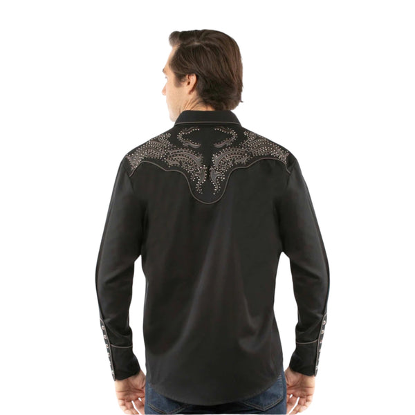 Scully Men’s Embroidered Yokes Western Shirt Black