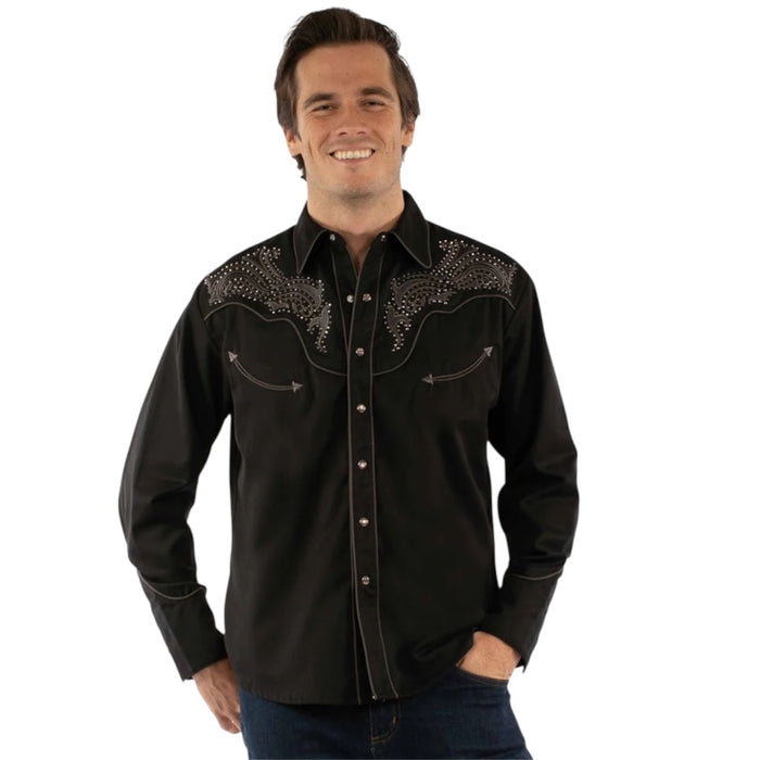 Scully Men’s Embroidered Yokes Western Shirt Black