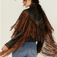 Scully Ladies Studded Leather Fringe Jacket