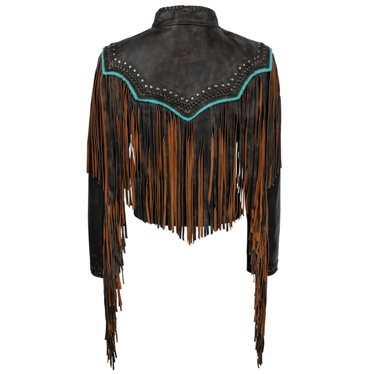 Scully Ladies Studded Leather Fringe Jacket