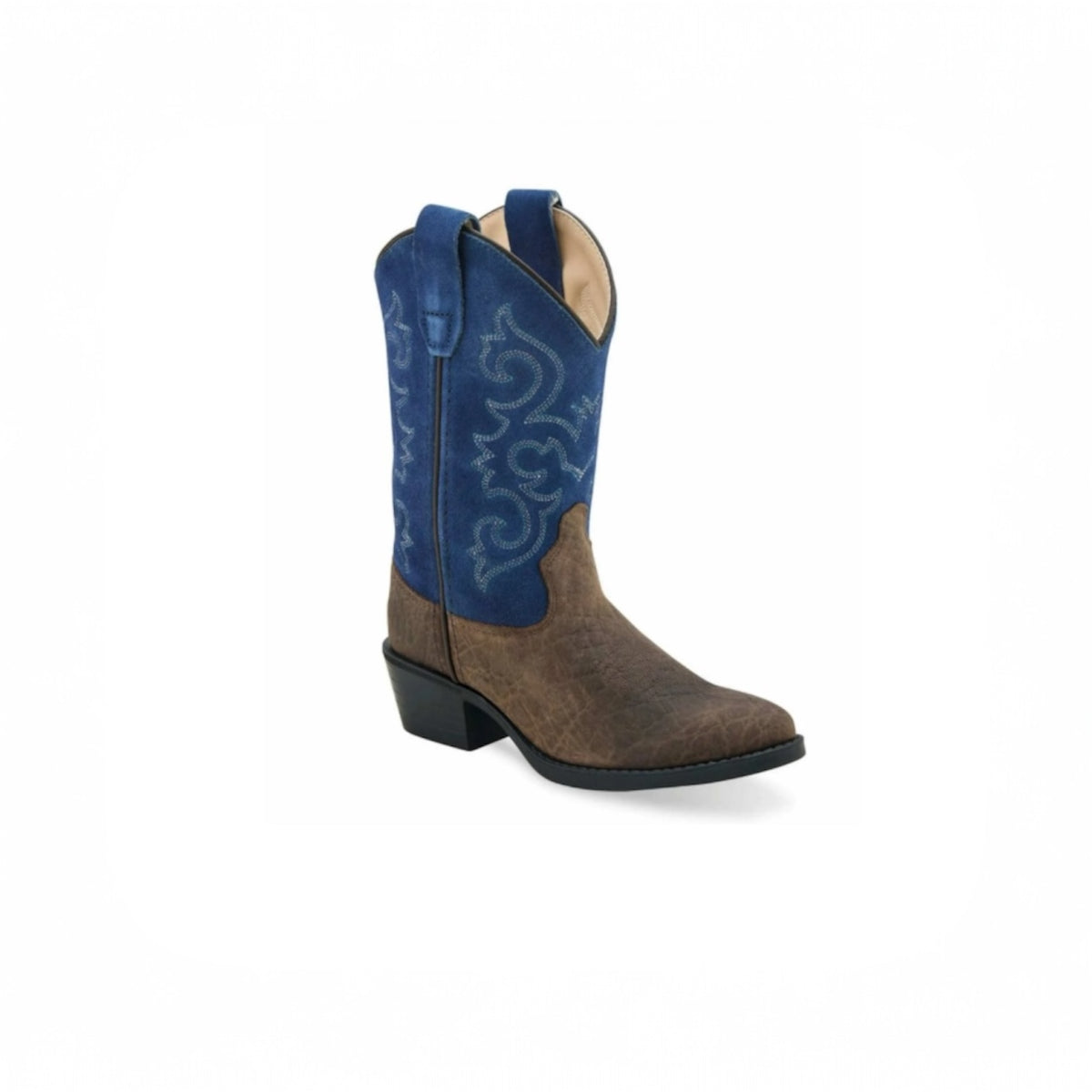 Old West Boys' Bull Hide Print Western Boot - 8174