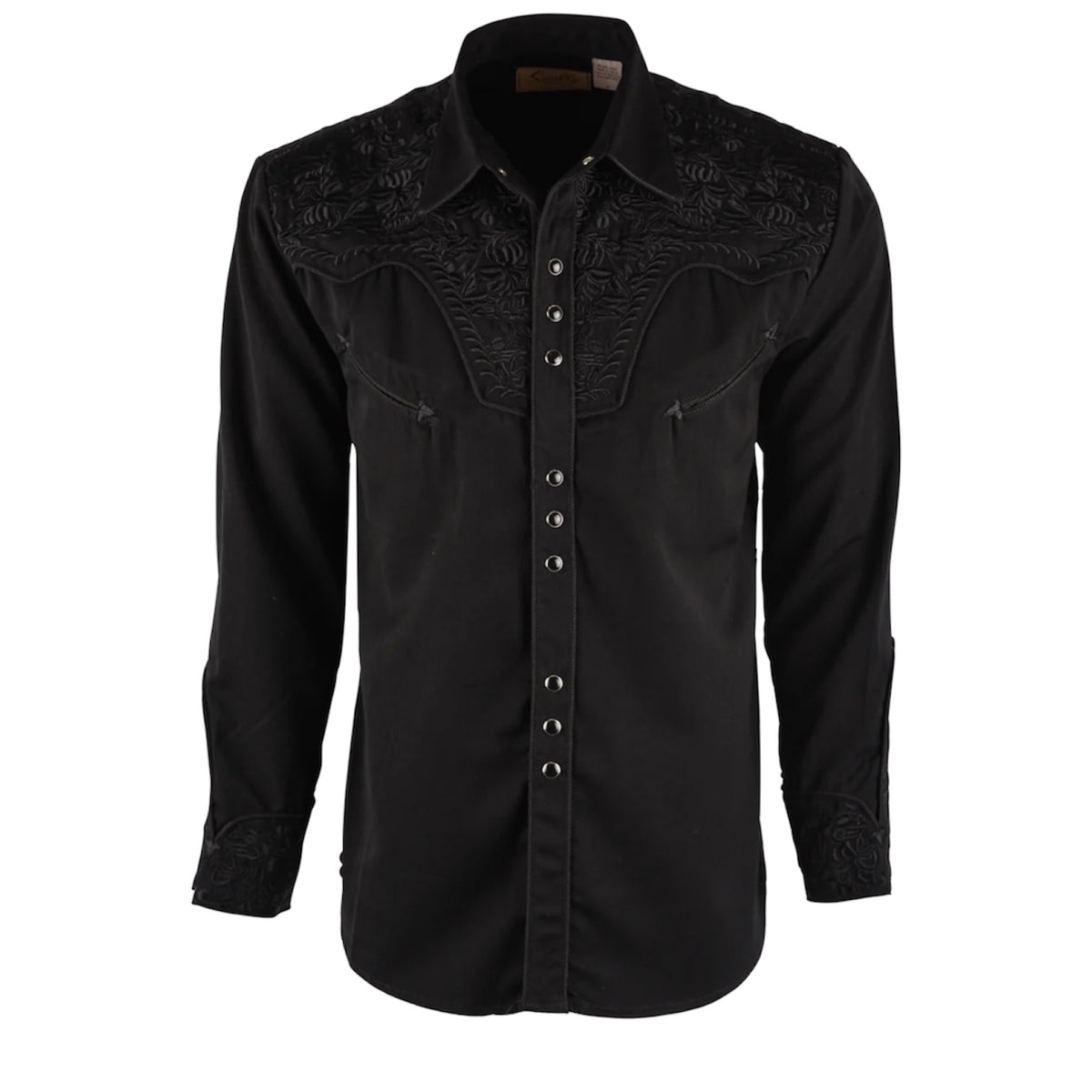 Scully Men’s Tooled Embriodered Jet Black Button Up Shirt