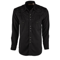 Scully Men’s Tooled Embriodered Jet Black Button Up Shirt
