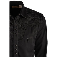 Scully Men’s Tooled Embriodered Jet Black Button Up Shirt