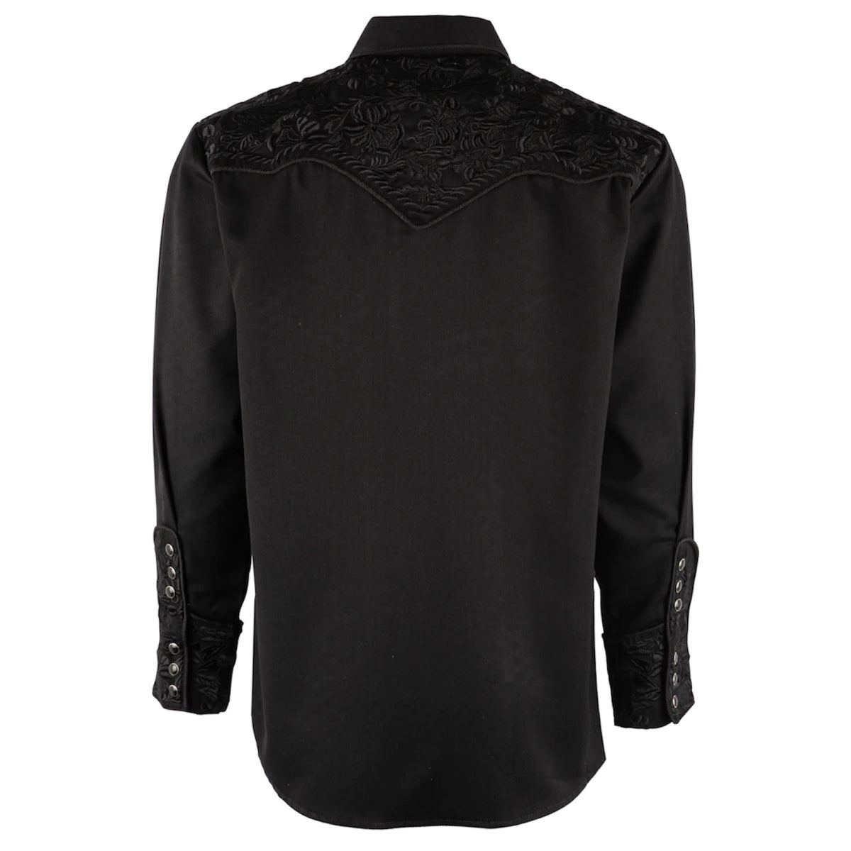 Scully Men’s Tooled Embriodered Jet Black Button Up Shirt