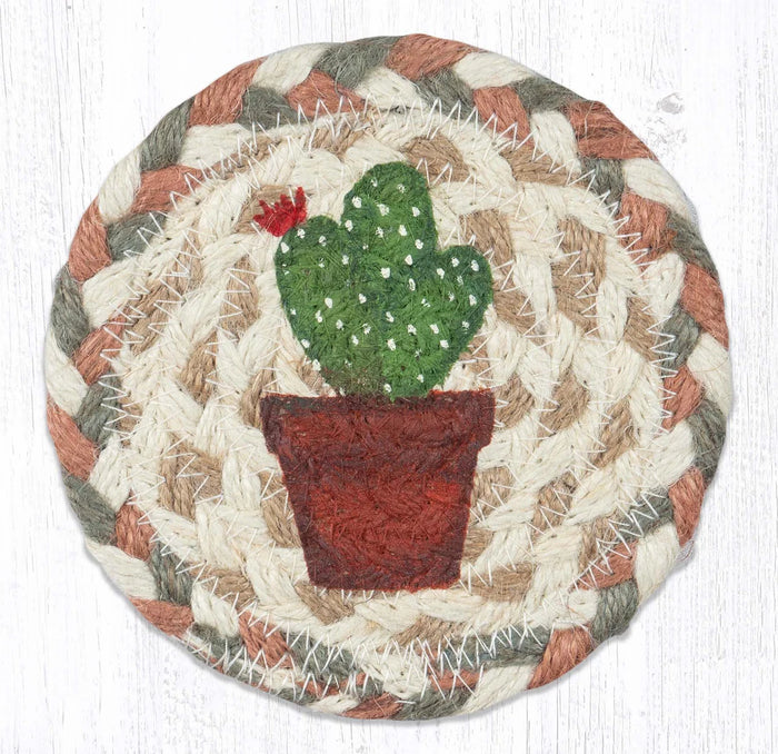 Hand Stenciled Jute Coaster 5 Inch