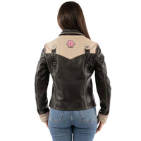 Scully Ladies Black & Tan Leather Zip Up Jacket
