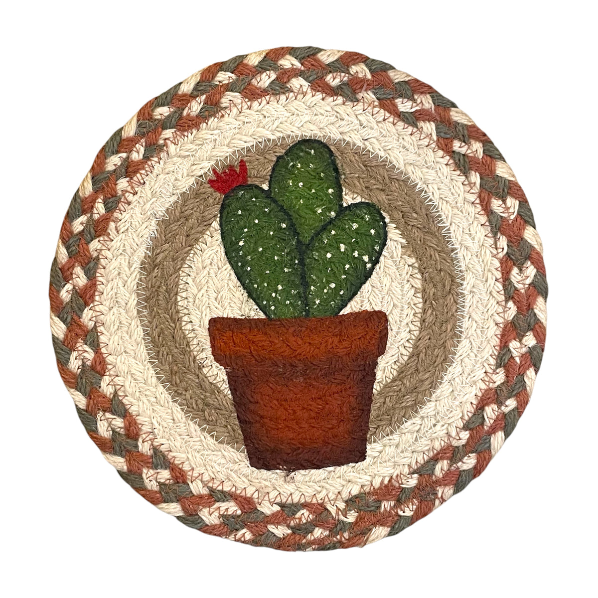 Hand Stenciled Jute Large Mat 10 Inch