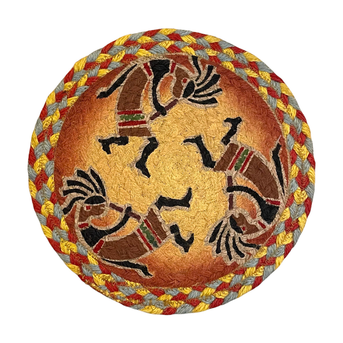 Hand Stenciled Jute Large Mat 10 Inch