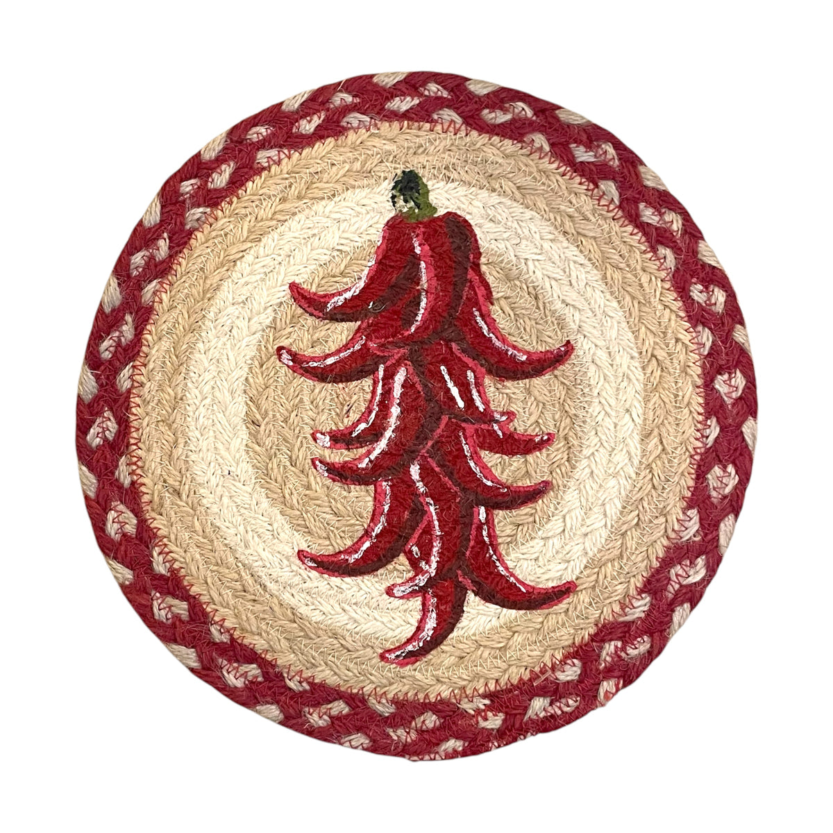 Hand Stenciled Jute Large Mat 10 Inch